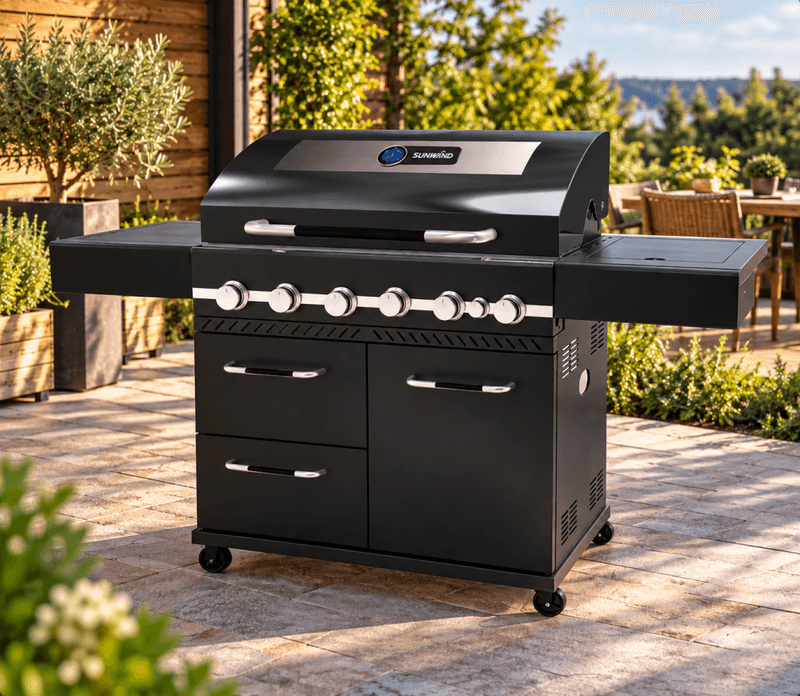 Sunwind Fryd Gassgrill – 6 brennere, 24 kW og Kokegrop