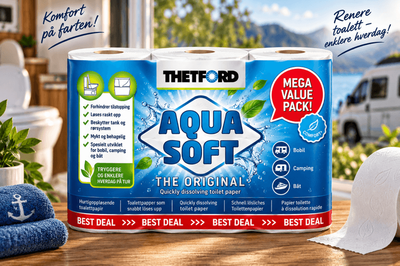Thetford Aqua Soft toalettpapir 6-pk – for bobil, campingvogn og kjemisk toalett  Pris
